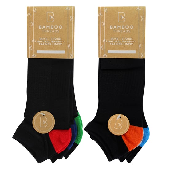6er-Pack Jungen Bambus Sneaker-Socken | Kinder schwarze Knöchelsocken mit niedrigem Schnitt für Ferse und Zehen - Image 2
