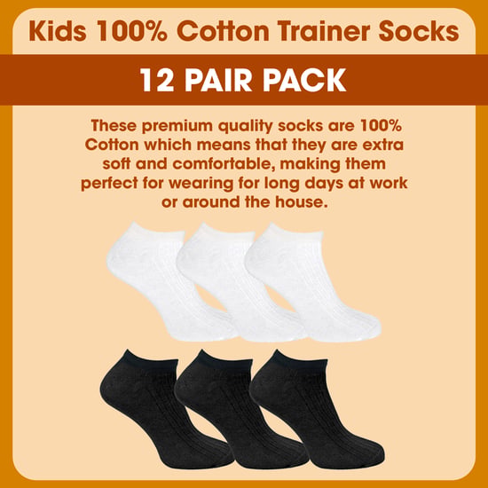12er Pack Kinder 100% Baumwolle Trainer-Socken - Image 3