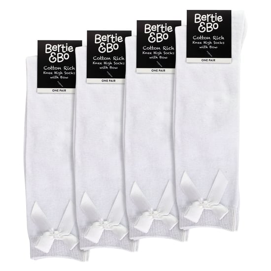 Mädchen 4er-Pack kniehohe Schulsocken mit Schleifenband | Einfache lange Socken für Kinder - Image 2