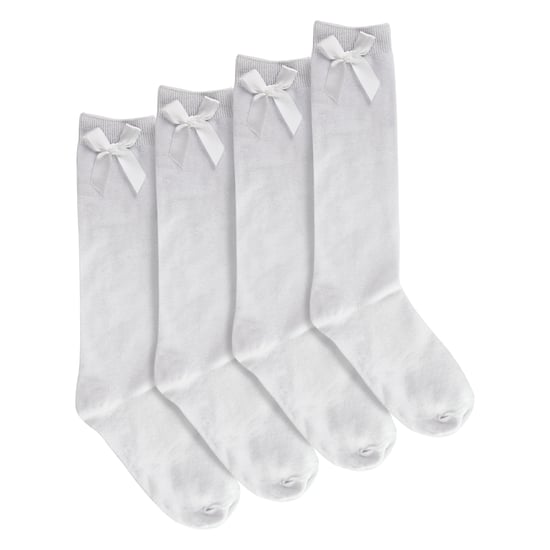 Mädchen 4er-Pack kniehohe Schulsocken mit Schleifenband | Einfache lange Socken für Kinder - Image 4