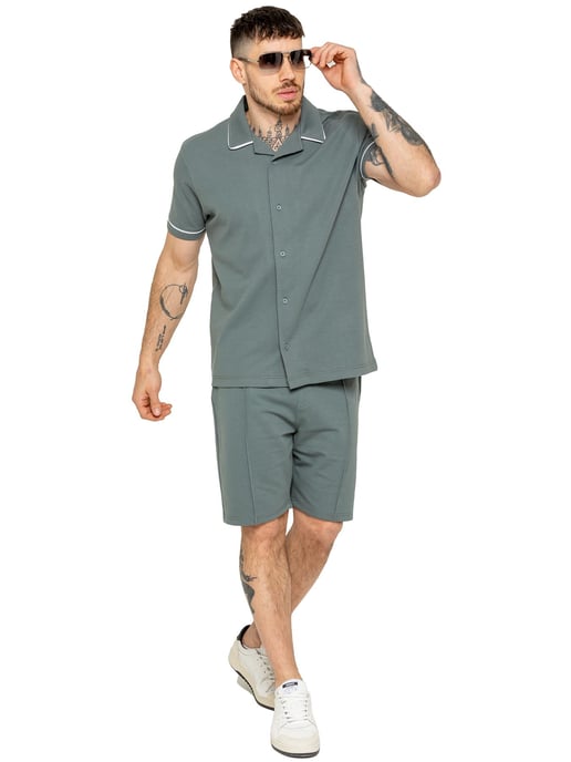 Enzo | Mens Piping Shirt & Shorts Trainingsanzug Set - Image 6