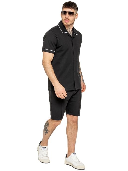 Enzo | Mens Piping Shirt & Shorts Trainingsanzug Set - Image 2