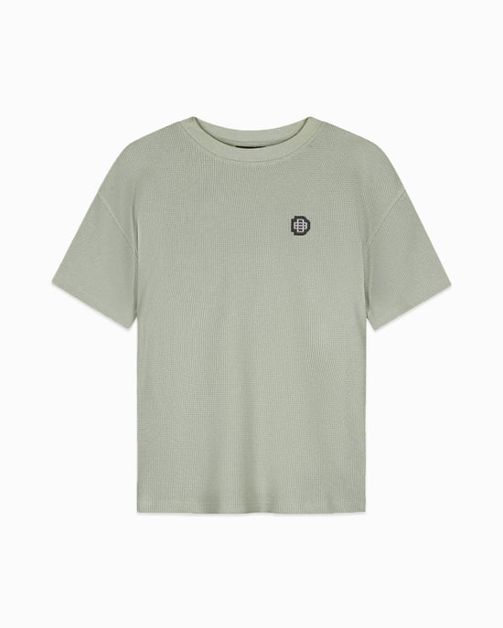 Schwarze Bananen, Monogramm Waffel-T-Shirt, Grün - Image 1