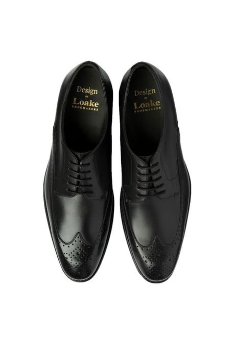 Loake Bale Derby Durchbrochener Brogue Schwarz - Image 3