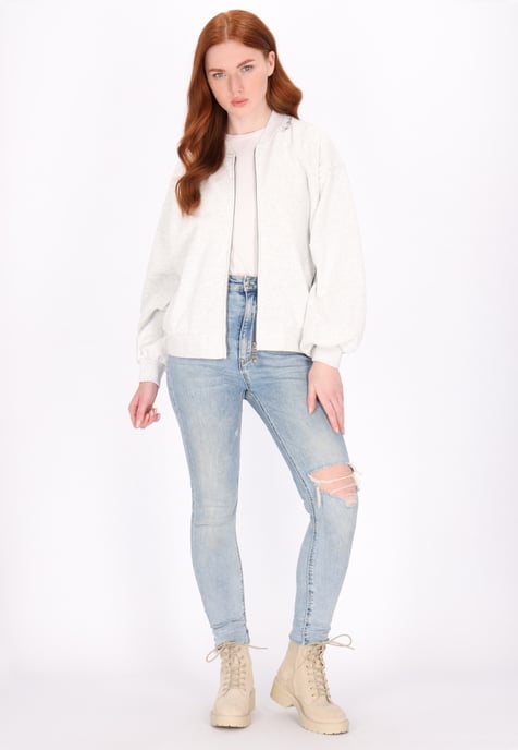 Dreimaster Sweatjacke Damen Wollweiß-Melange - Image 2
