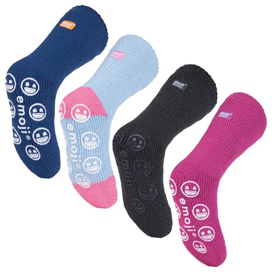 Heat Holders - 4 Paires Chaussettes Enfants Emoji Hiver | Polaire Chaussettes - Mix Emoji - Image 3
