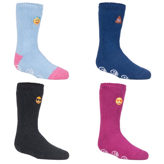Heat Holders - 4 Paires Chaussettes Enfants Emoji Hiver | Polaire Chaussettes - Mix Emoji - Image 4