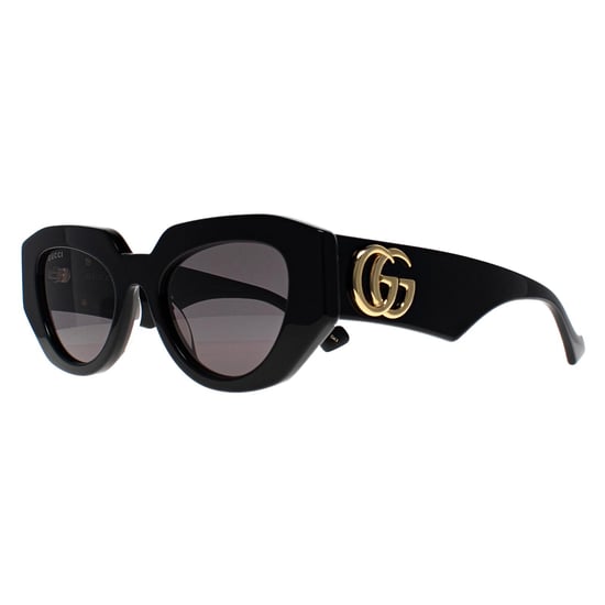 Gucci Cat Eye Damen Glänzend Schwarz Grau GG1421S - Image 2