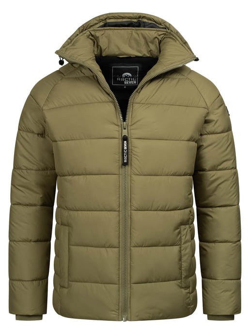 Arctic Seven Herren Steppjacke wind- und wasserabweisende Winterjacke mit Kapuze Olive - Image 1