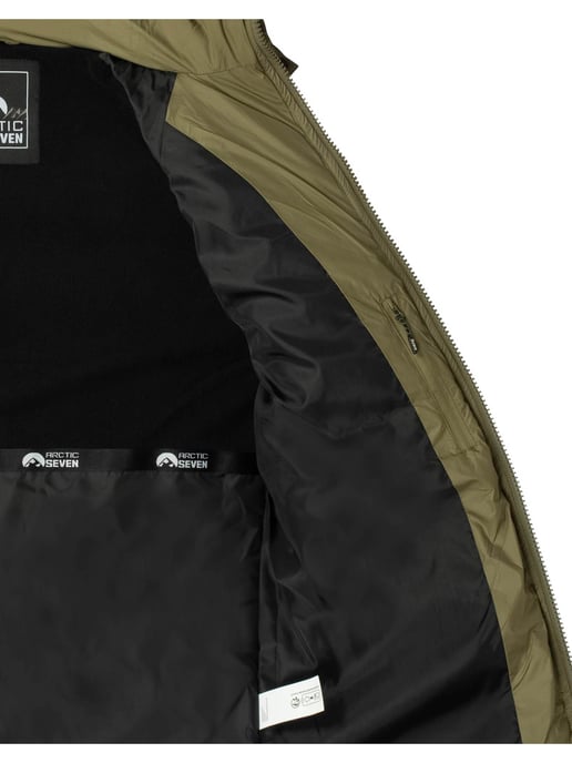 Arctic Seven Herren Steppjacke wind- und wasserabweisende Winterjacke mit Kapuze Olive - Image 6