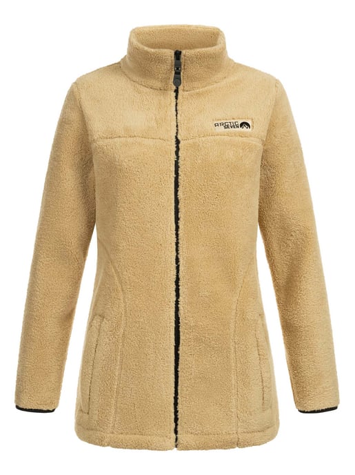 Arctic Seven Damen Sherpa Fleecejacke – Wärmende Outdoorjacke mit Zipper – Pale Khaki - Image 3