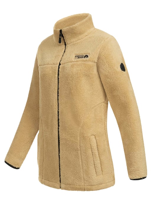 Arctic Seven Damen Sherpa Fleecejacke – Wärmende Outdoorjacke mit Zipper – Pale Khaki - Image 4