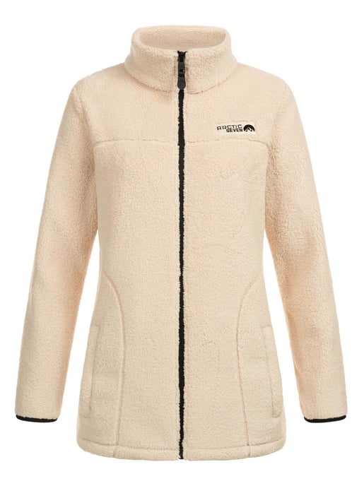 Arctic Seven Damen Sherpa Fleecejacke – Wärmende Outdoorjacke mit Zipper – Beige - Image 3