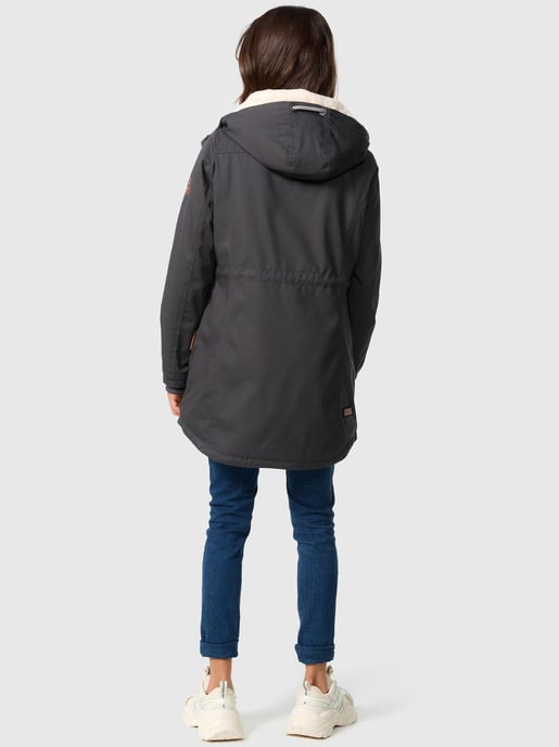 Navahoo Ireliaa Damen Parka – Windabweisende Winterjacke mit Teddyfell & Kapuze - Anthrazit - Image 2