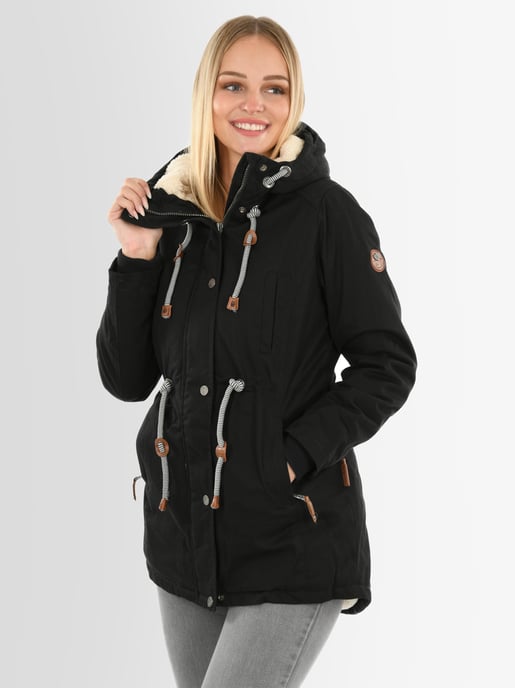 Navahoo Ireliaa Damen Parka – Windabweisende Winterjacke mit Teddyfell & Kapuze - Schwarz - Image 3