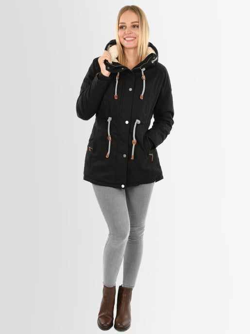 Navahoo Ireliaa Damen Parka – Windabweisende Winterjacke mit Teddyfell & Kapuze - Schwarz - Image 5
