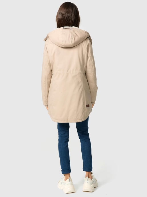 Navahoo Ireliaa Damen Parka – Windabweisende Winterjacke mit Teddyfell & Kapuze - Beige - Image 2