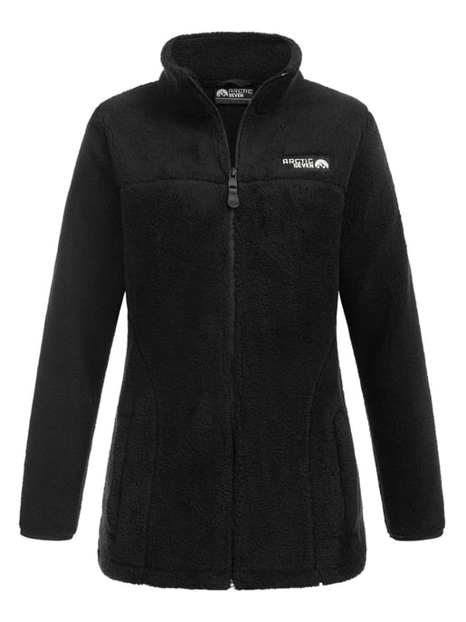 Arctic Seven Damen Sherpa Fleecejacke – Wärmende Outdoorjacke mit Zipper – Schwarz - Image 1