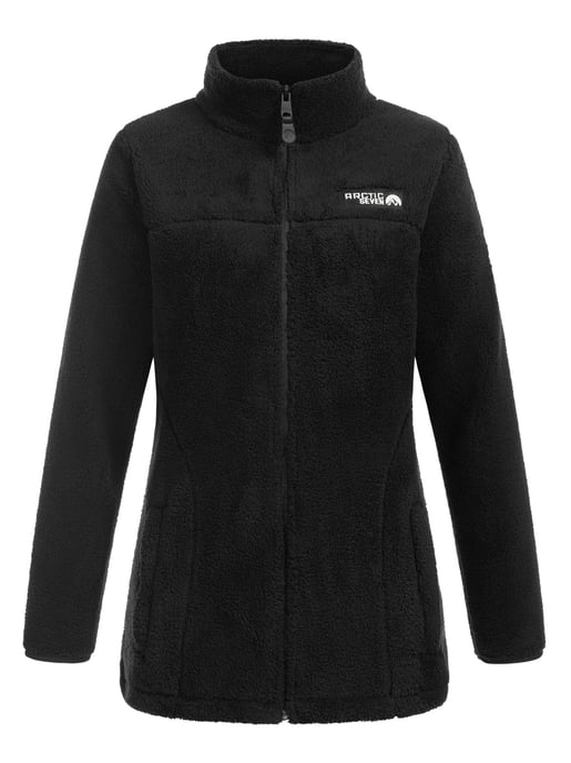 Arctic Seven Damen Sherpa Fleecejacke – Wärmende Outdoorjacke mit Zipper – Schwarz - Image 3
