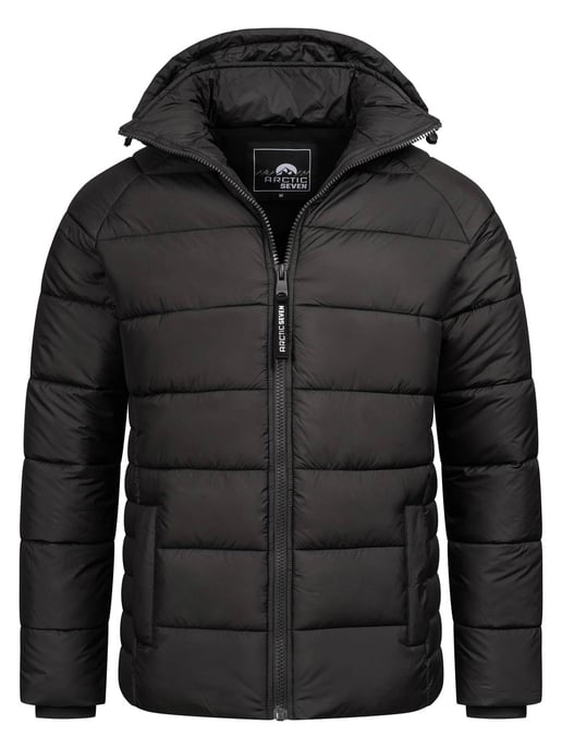 Arctic Seven Herren Steppjacke wind- und wasserabweisende Winterjacke mit Kapuze Schwarz - Image 1