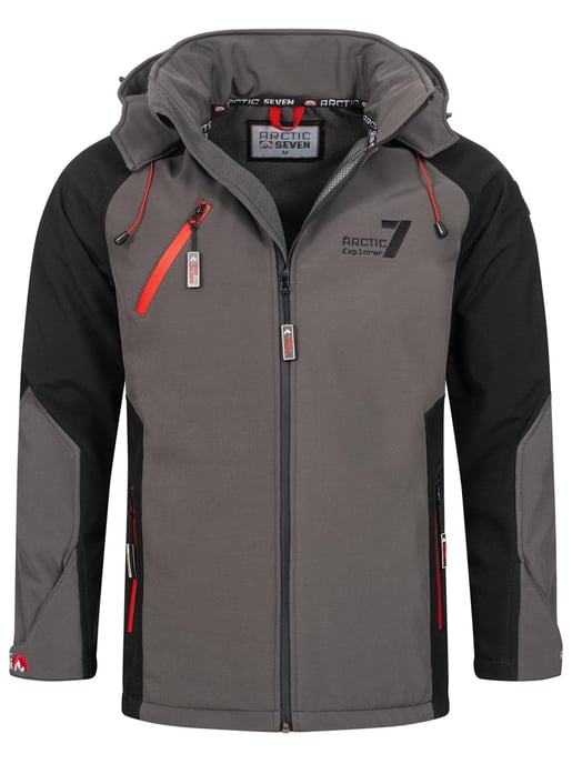 Arctic Seven Herren Softshell Jacke – Dunkelgrau-Schwarz - Image 1