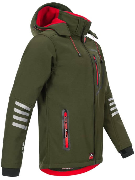 Arctic Seven Herren Softshell Jacke Übergangsjacke – Olive-Rot - Image 3