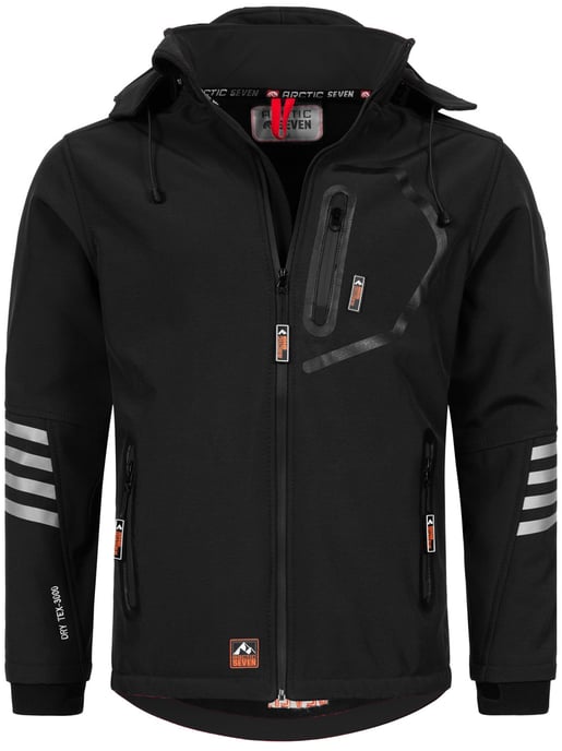 Arctic Seven Herren Softshell Jacke Übergangsjacke – Schwarz-Orange - Image 1