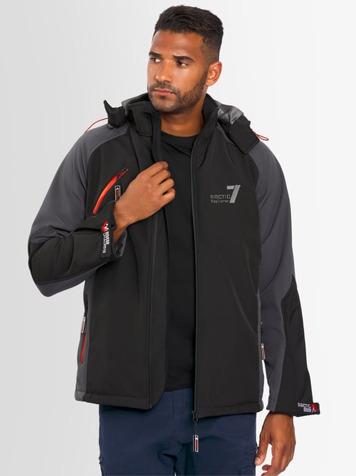 Arctic Seven Herren Softshell Jacke – Schwarz-Dunkelgrau - Image 2