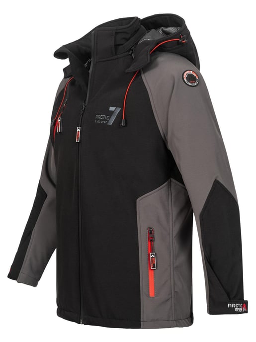 Arctic Seven Herren Softshell Jacke – Schwarz-Dunkelgrau - Image 3