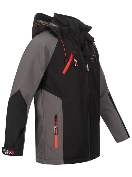 Arctic Seven Herren Softshell Jacke – Schwarz-Dunkelgrau - Image 4