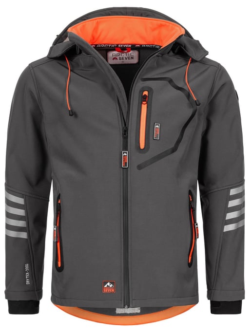 Arctic Seven Herren Softshell Jacke Übergangsjacke – Grau-Orange - Image 1