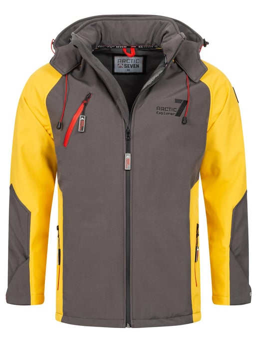 Arctic Seven Herren Softshell Jacke – Dunkelgrau-Gelb - Image 1
