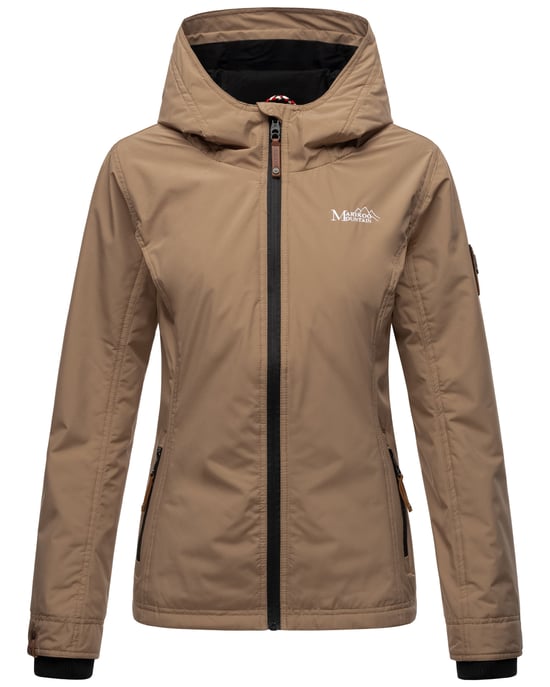 Marikoo Damen Übergangsjacke leichte wind- und wasserabweisende Jacke mit Kapuze Taupe - Image 2