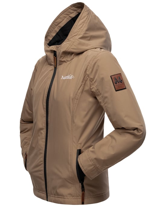 Marikoo Damen Übergangsjacke leichte wind- und wasserabweisende Jacke mit Kapuze Taupe - Image 4