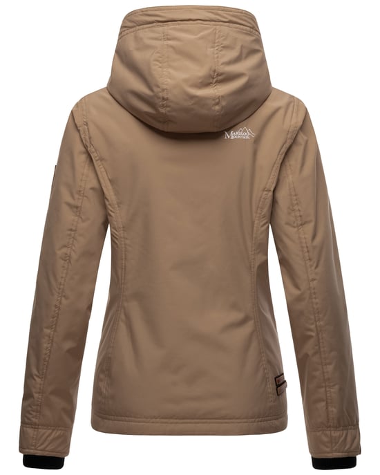 Marikoo Damen Übergangsjacke leichte wind- und wasserabweisende Jacke mit Kapuze Taupe - Image 5