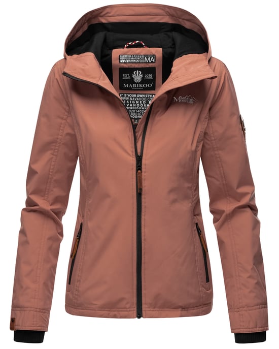 Marikoo Damen Übergangsjacke leichte wind- und wasserabweisende Jacke mit Kapuze Terracotta - Image 1