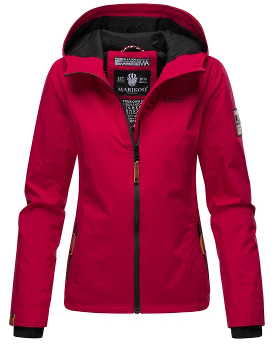 Marikoo Damen Übergangsjacke leichte wind- und wasserabweisende Jacke mit Kapuze Fuchsia - Image 1