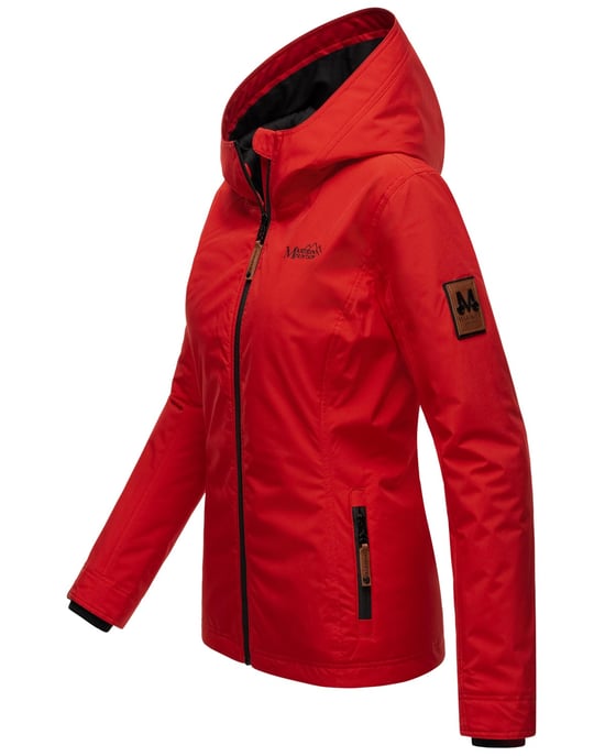Marikoo Damen Übergangsjacke leichte wind- und wasserabweisende Jacke mit Kapuze Rot - Image 3