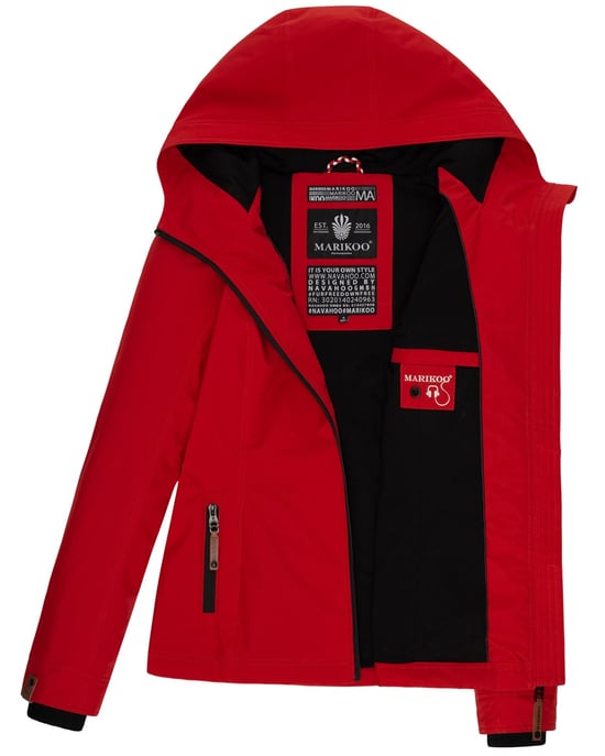 Marikoo Damen Übergangsjacke leichte wind- und wasserabweisende Jacke mit Kapuze Rot - Image 5