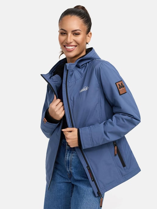 Marikoo Damen Übergangsjacke leichte wind- und wasserabweisende Jacke mit Kapuze Dusty Blue - Image 2