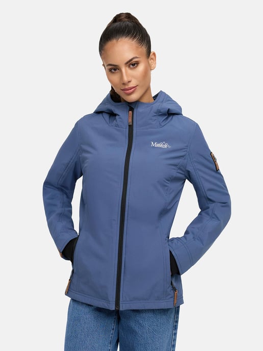 Marikoo Damen Übergangsjacke leichte wind- und wasserabweisende Jacke mit Kapuze Dusty Blue - Image 3