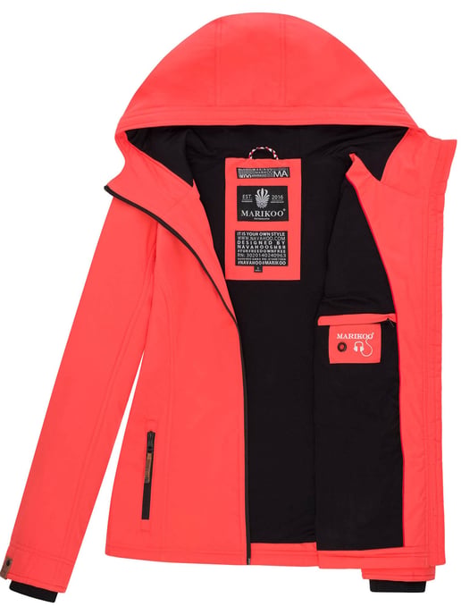 Marikoo Damen Übergangsjacke leichte wind- und wasserabweisende Jacke mit Kapuze Coral Pink - Image 5