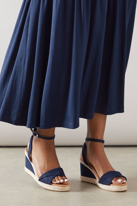 Wide Fit Richie Soft Twist Rope Detail Wedges - Image 1