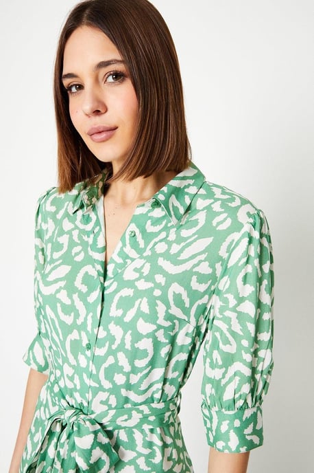 Green Animal Midi Shirt Dress - Image 4