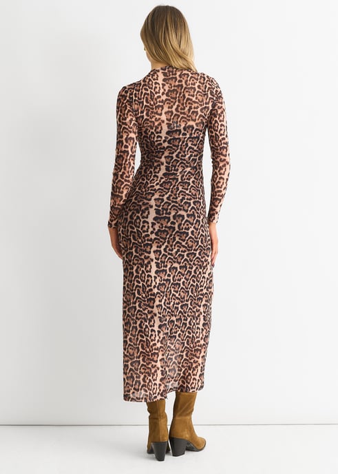 Braunes Netz-Maxikleid aus Jersey mit Tiermuster - Image 2
