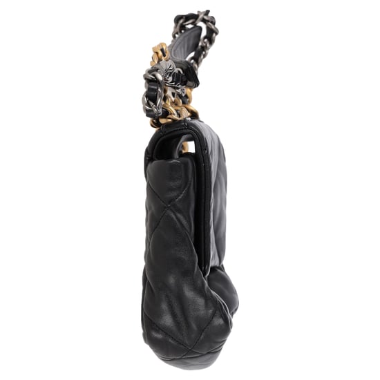 Chanel gestepptes Chanel 19 große Umhängetasche aus schwarzem Leder - Image 3