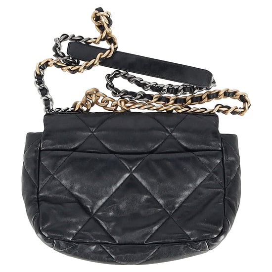 Chanel gestepptes Chanel 19 große Umhängetasche aus schwarzem Leder - Image 4