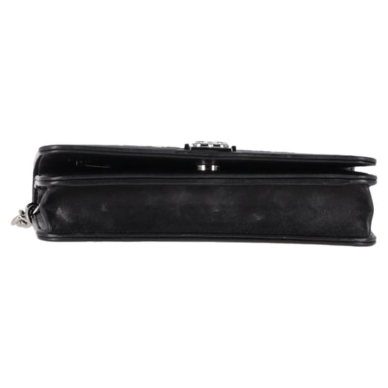 Chanel Old Medium Boy Perlenbesetzte Schultertasche aus schwarzem Kalbsleder - Image 4