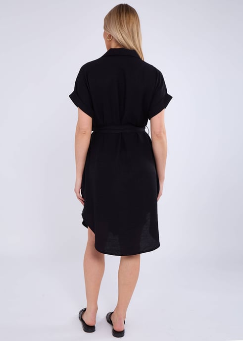 Schwarzes Utility-Hemdkleid aus Viskose mit Gürtel und Übergröße - Image 2