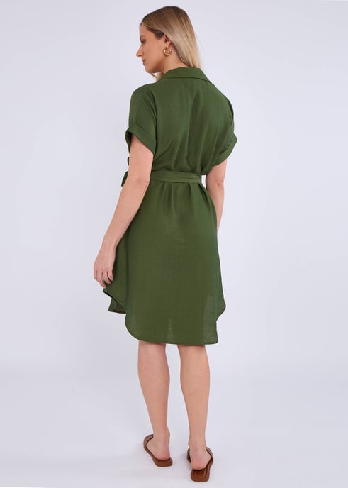 Khakifarbenes Utility-Hemdkleid mit Gürtel und Übergröße aus Viskose - Image 2